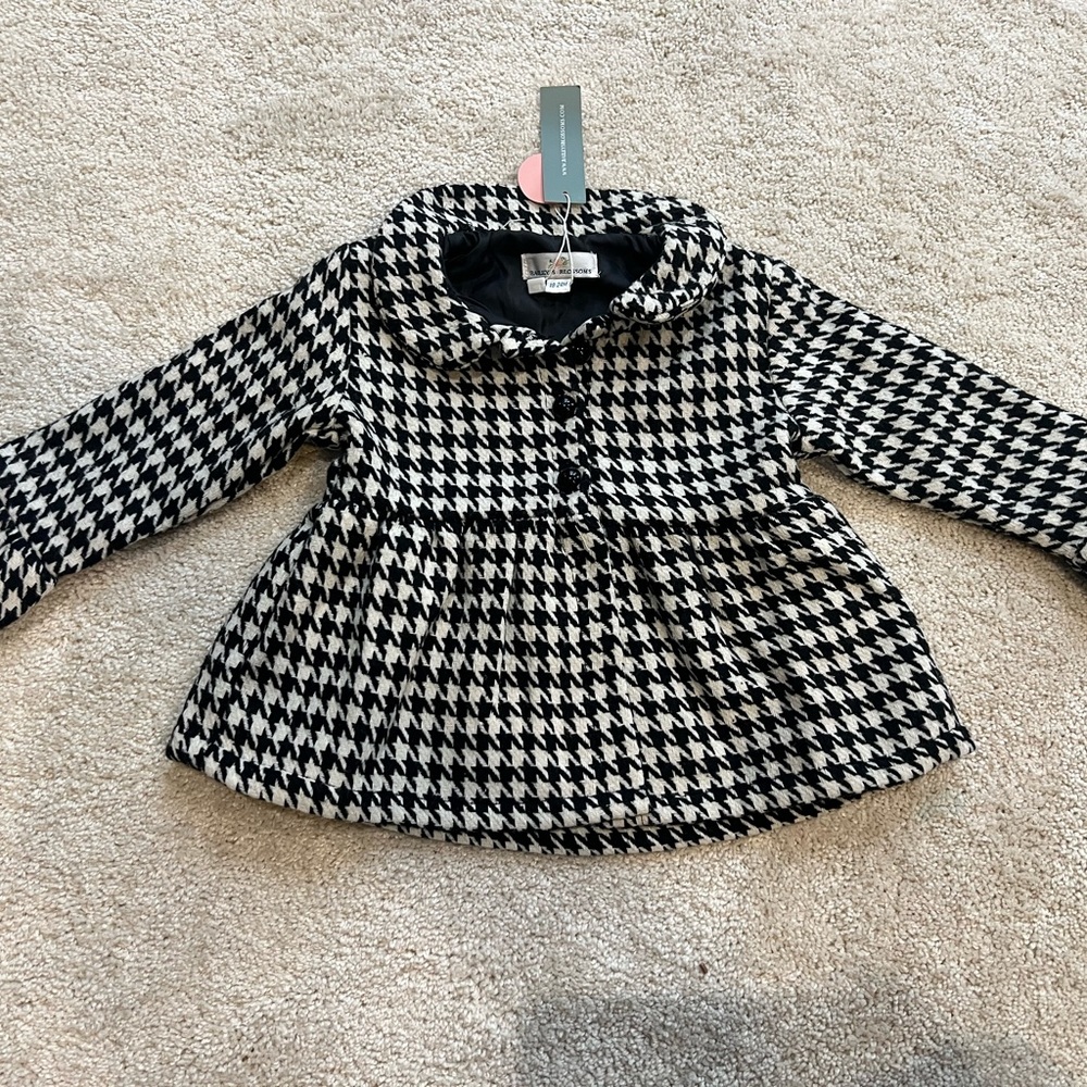 Stylish Black and White Houndstooth Kids Coat